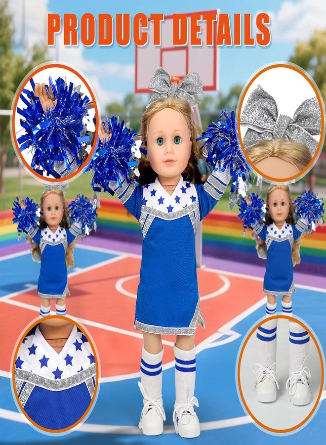 ARTST Cheer Uniform Doll Outfit-American 18 inch Doll Clothes & Accessories Set Including Clothing Pom Poms,Shoes,Socks and Hairbow,Sport Gifts for Girls Age 6+ - Image 4